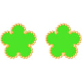 Gold Plated Stainless Steel Four Leaf Clover Stud Earrings for Women (Green-Gold Plated)