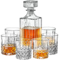 Whiskey Decanter Set with Glasses - Prestigious Whiskey Set with 25oz Liquor Decanter and 6 Glasses - Upscale Whisky Decanter & Glass Set - Birthday Gifts for Men Dad Boyfriend Groomsmen Fathers Day