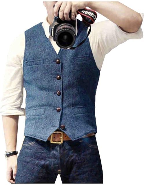 Organic Cotton Wool Herringbone Tweed Men's Vest