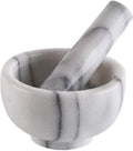 Greenco Mortar and Pestle Set White Marble Stone Mortar and Pestle Grinding Bowl Small 4.5 Inches Kitchen Essential for Spices Guacamole and More