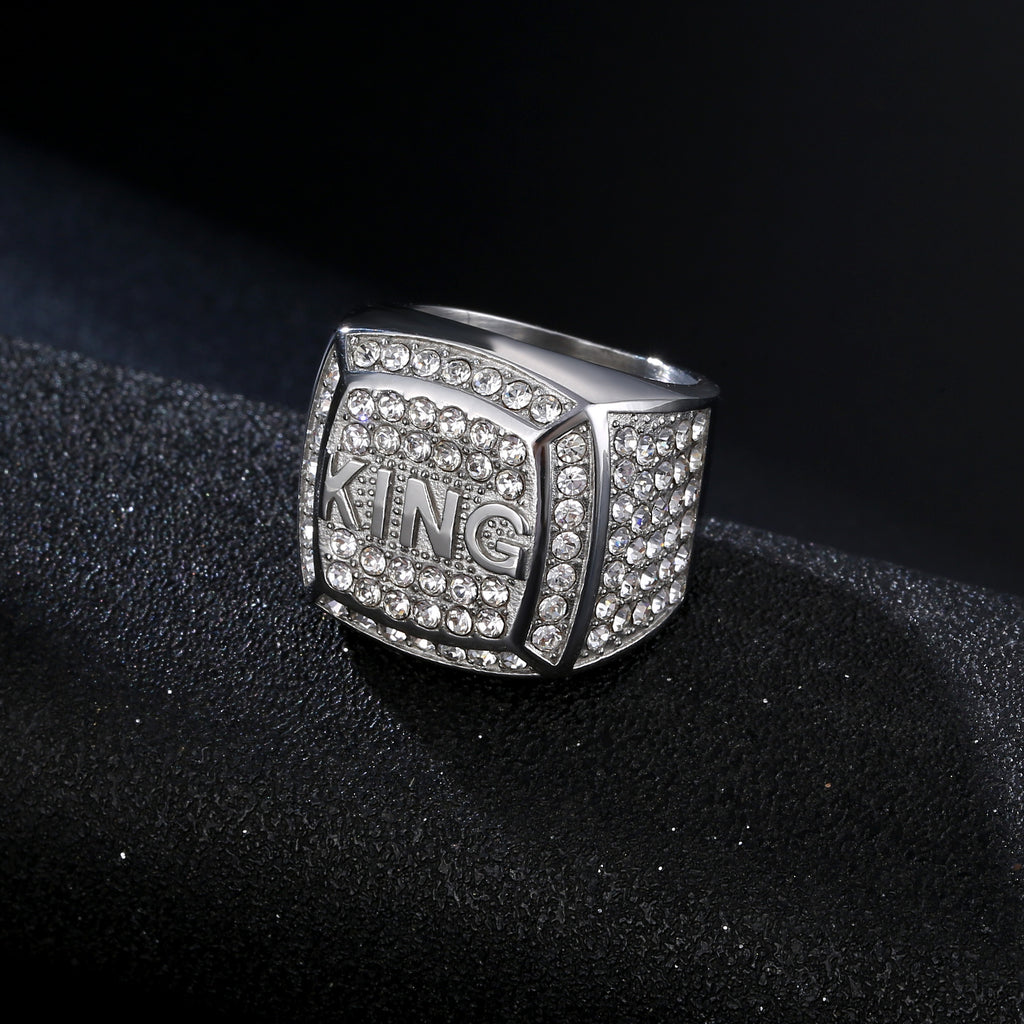 Titanium Steel Gold-plated Diamond Ring