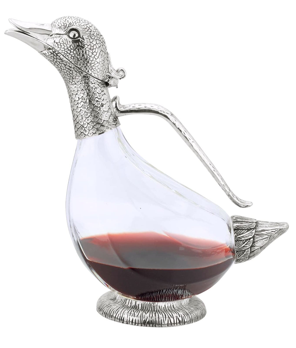 Rigeli Regent Silverplated Duck Decanter 25.3 oz 750ml Red Wine Carafe Wine Gift Wine Accessories Decanter for Wine Men/Womens Good Gift on Special Day