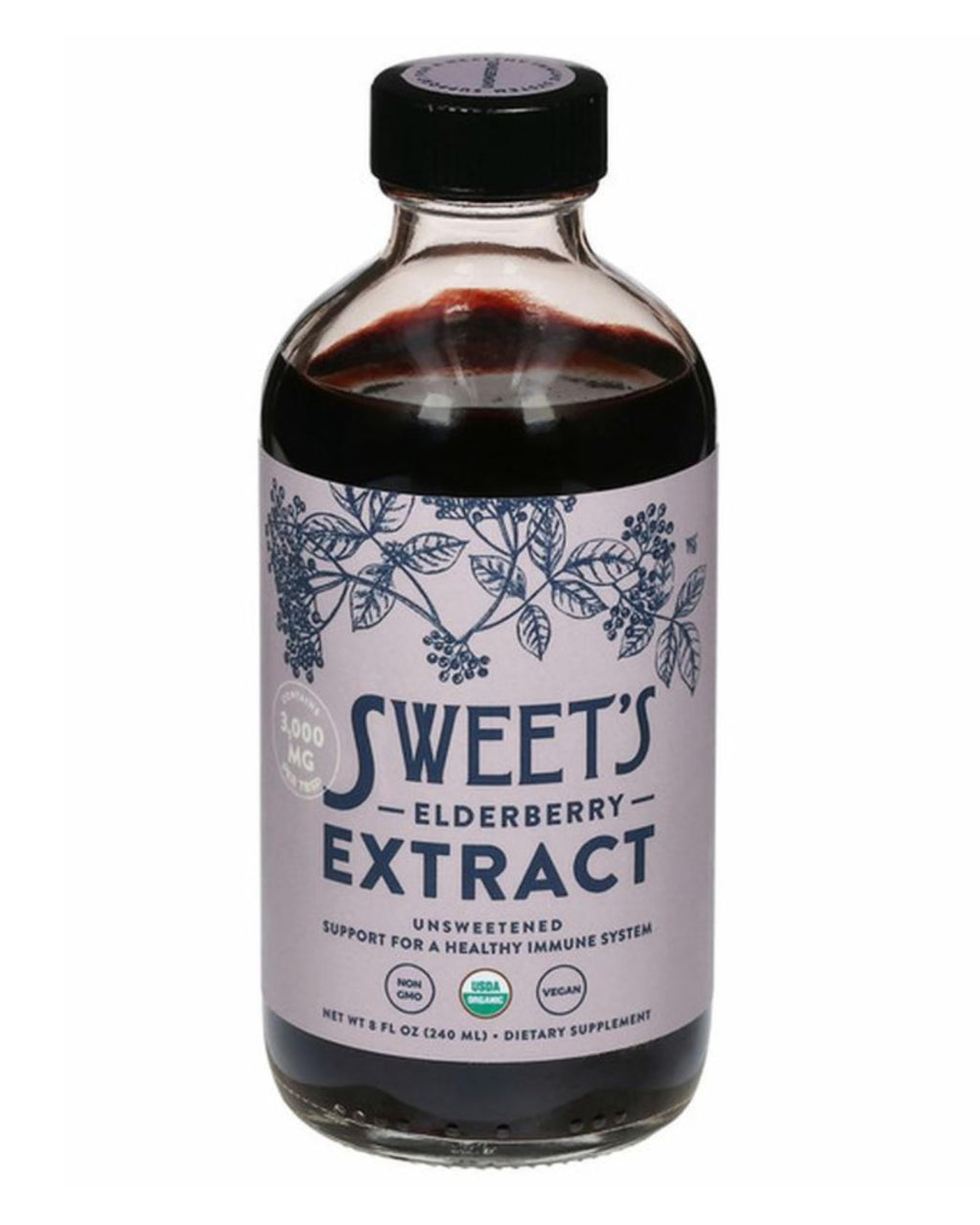 Organic Elderberry Extract | Unsweetened Elderberry Immune Support | Vegan | Keto and Diabetic Friendly | 8 fl oz Bottle | Alcohol-Free | Certified USDA Organic