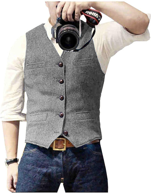 Organic Cotton Wool Herringbone Tweed Men's Vest