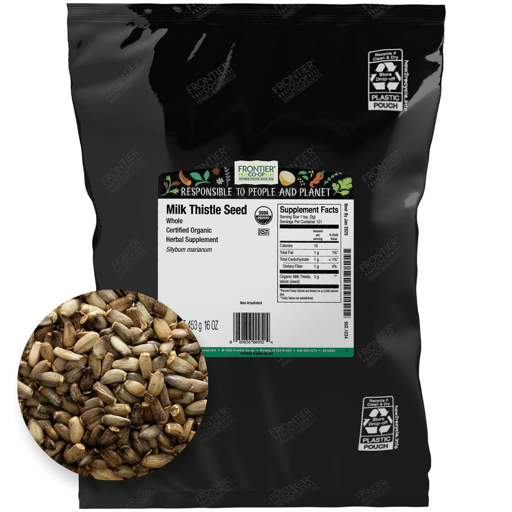 Frontier Co-op Organic Whole Milk Thistle Seed 1lb