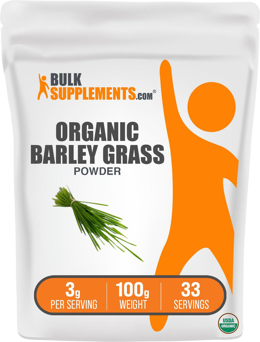 BulkSupplements.com Organic Barley Grass Powder - Green Superfood Powder Barley Grass Powder Organic - Vegan-Friendly Barley Powder - 3g per Serving 100g (3.5 oz) (Pack of 1)