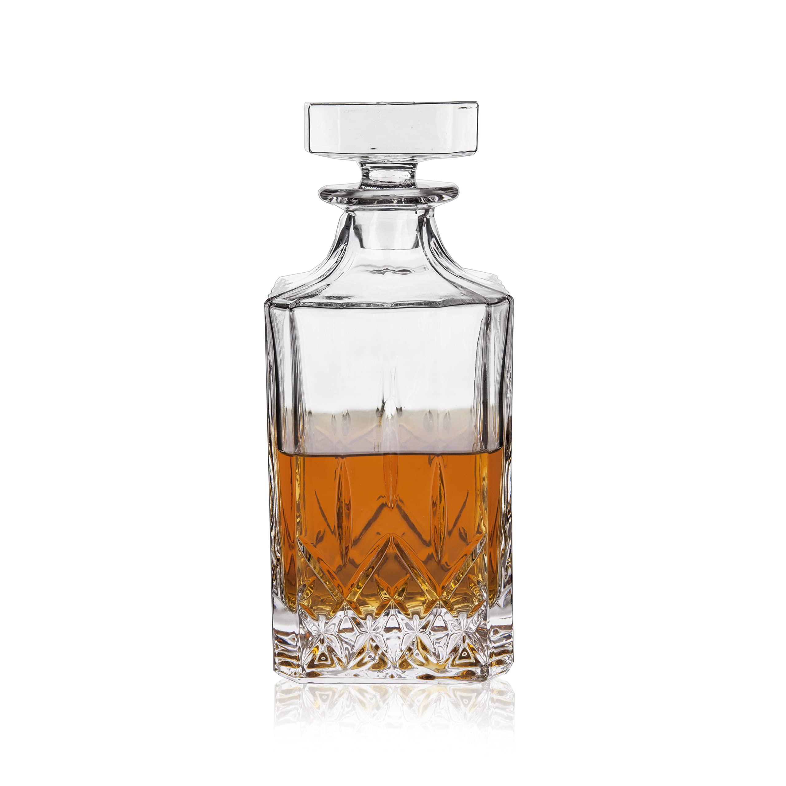 Viski Admiral 30 oz Liquor Decanter | Crystal Glass Liquor Dispenser for Whisky Bourbon Tequila Brandy – Gift for Liquor Lovers