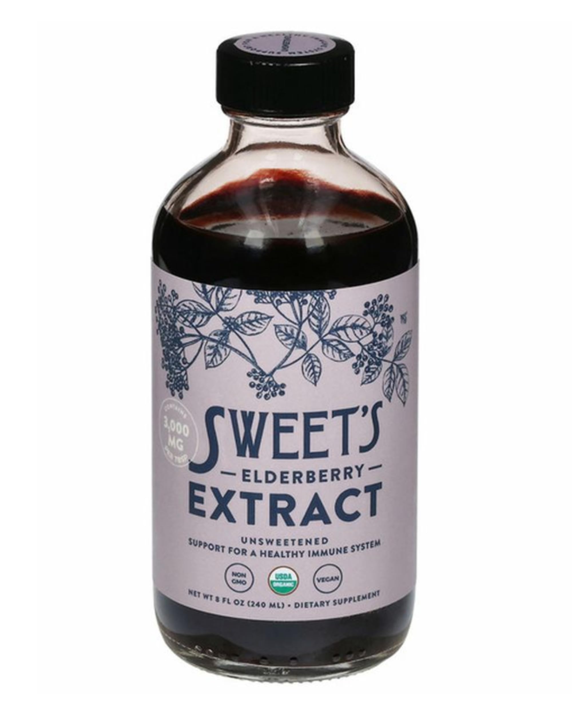 Organic Elderberry Extract | Unsweetened Elderberry Immune Support | Vegan | Keto and Diabetic Friendly | 8 fl oz Bottle | Alcohol-Free | Certified USDA Organic