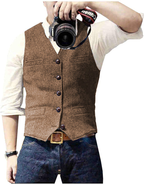 Organic Cotton Wool Herringbone Tweed Men's Vest