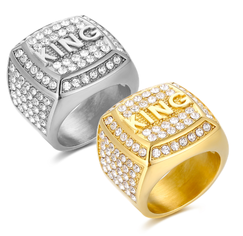 Titanium Steel Gold-plated Diamond Ring